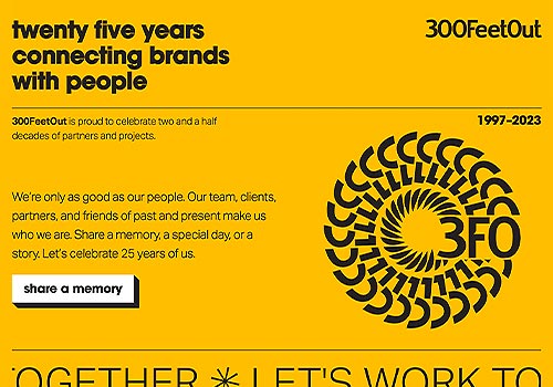 MUSE Advertising Awards - 300FeetOut 25th Anniversary Website