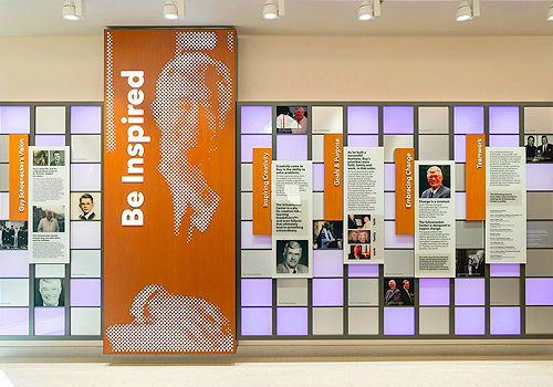 2026 MUSE Creative Awards Winner - University of St. Thomas Guy Schoenecker donor wall.