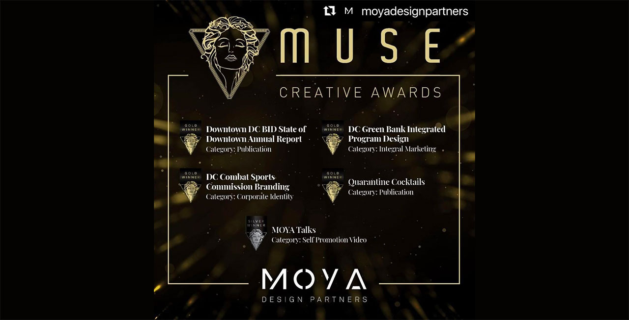 4 Gold Awards for branding and graphic design + 1 Silver from Muse Creative Awards!