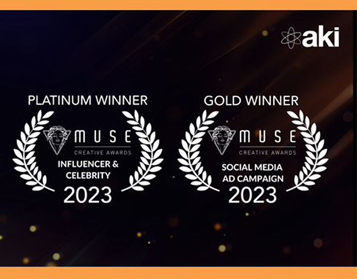 Aki has been named the winner of 3 MUSE Awards for our social campaign!